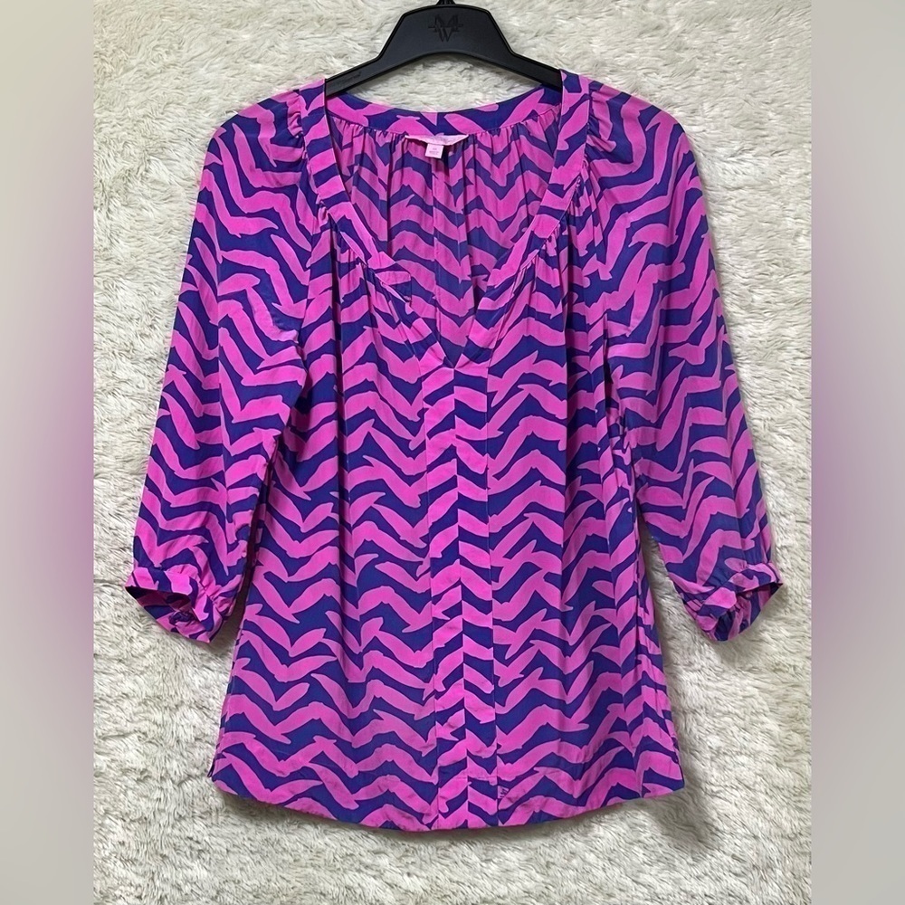 Lilly Pulitzer I Got Lucky Silk Moxy Blouse